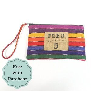 Rainbow Stripe Clutch Pouch - FREE W/ PURCHASE - Handmade - Guatemala - Wristlet